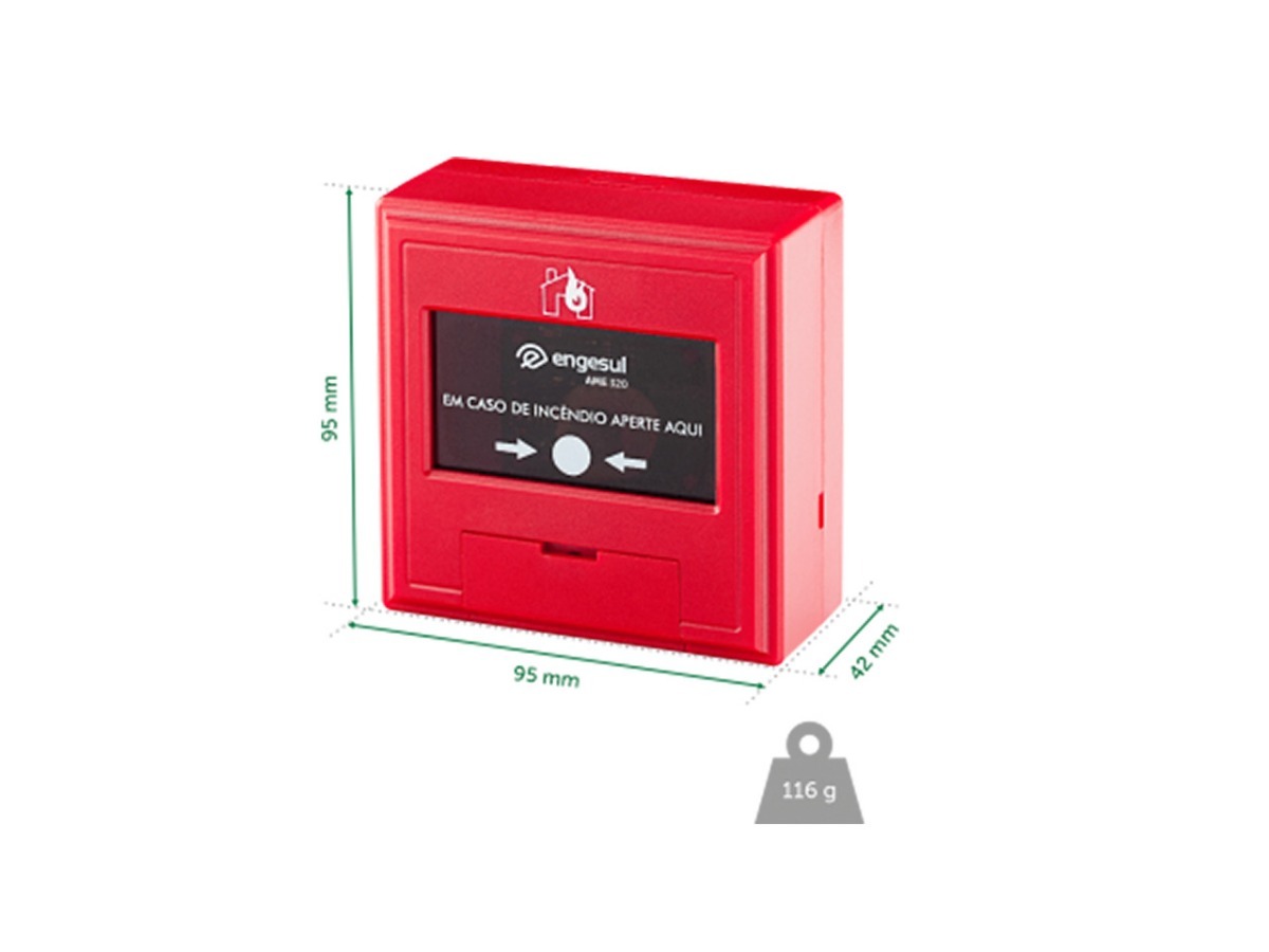 Botoeira Quebra Vidro para Alarme de Incêndio